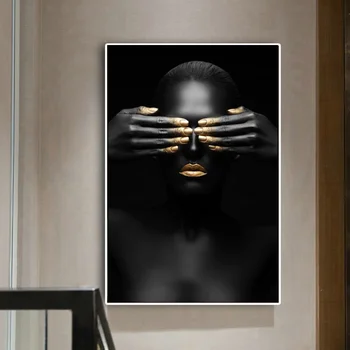 

Modern Black Woman Model Canvas Prints Painting Wall Art Poster And Prints Pictures Home Decoration For Living Room