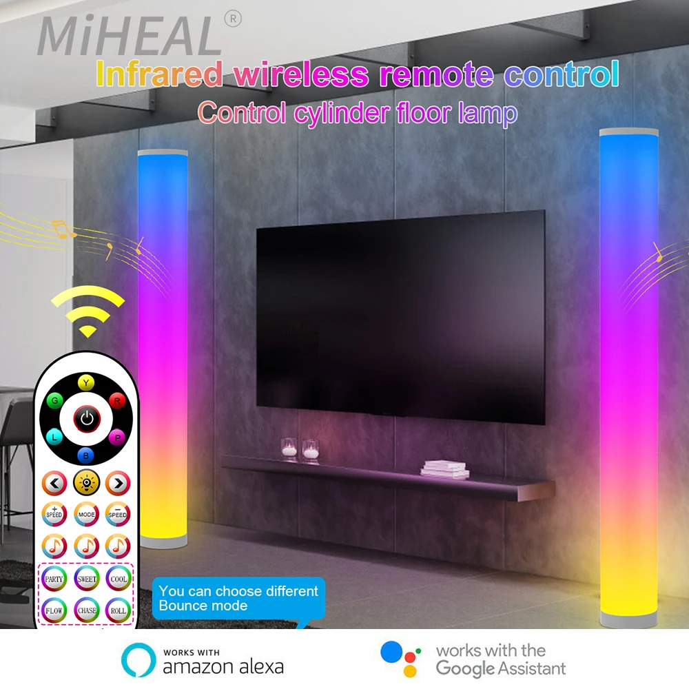

Светодиодная RGB Напольная Лампа для спальни, прикроватное украшение, умный напольный светильник, декор для гостиной, атмосферсветильник освещение, внутренний декор, стоячая лампа