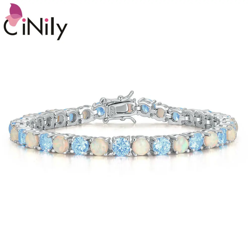 CiNily White Fire Opal Bracelet Silver Plated Mystery Stone Fashion Jewelry Bracelet for Women Jewelry Bracelet Party Gift OS699