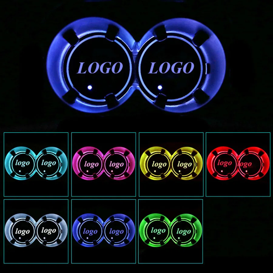 

1Pair Colorful LED Car Cup Holder Pad Mat for Subaru Automobiles Coasters Interior Atmosphere Lights