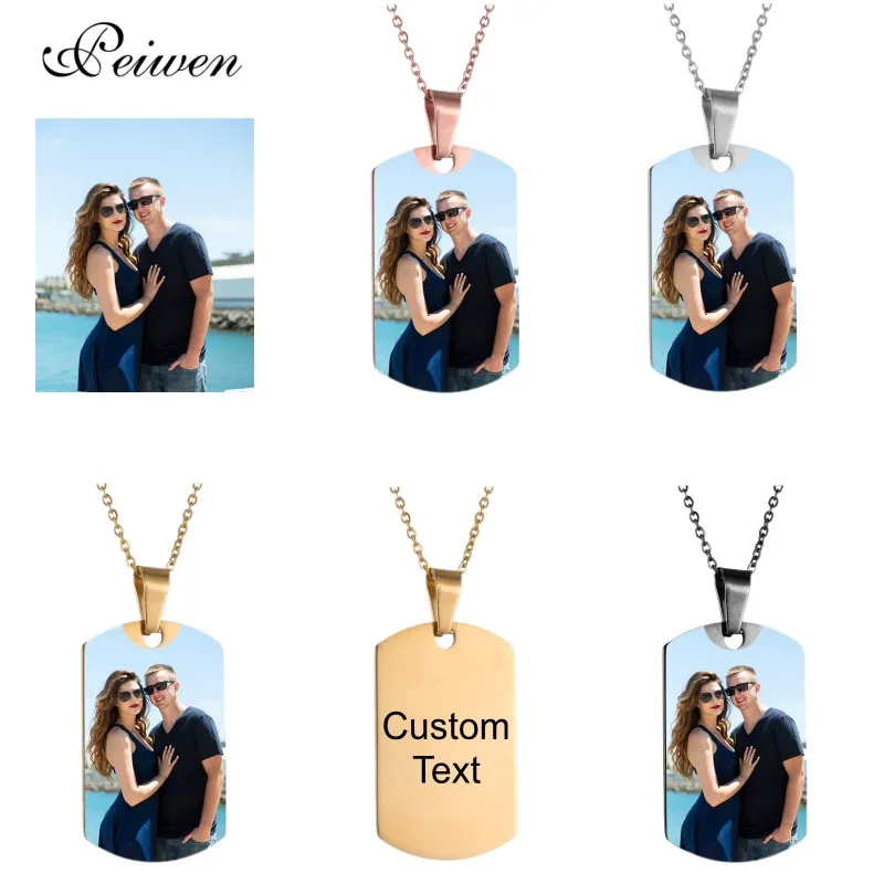 Military Army Shape Tags Necklace Personalized Nameplate Custom Name Photo Gold Chain Necklace For Women Men Customized Jewelry lokmat mk16 smart watch military army rugged men women watch