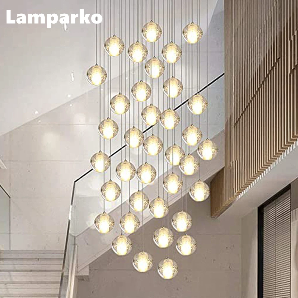 

Bubble 8cm Orb Pendant Light LED Modern Luxury Large Stair Ceiling Chandelier Home Clear Cristal Kitchen Island Hanging Lamp