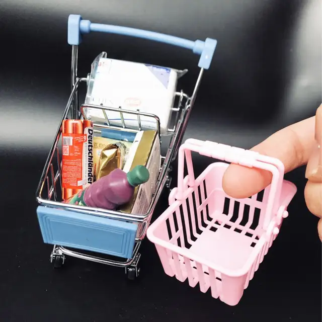 1/6 Dollhouse Mini Cute Supermarket Accessories Shopping Basket Toy Ornament Dollhouse Furniture Accessories Desktop Decor 1