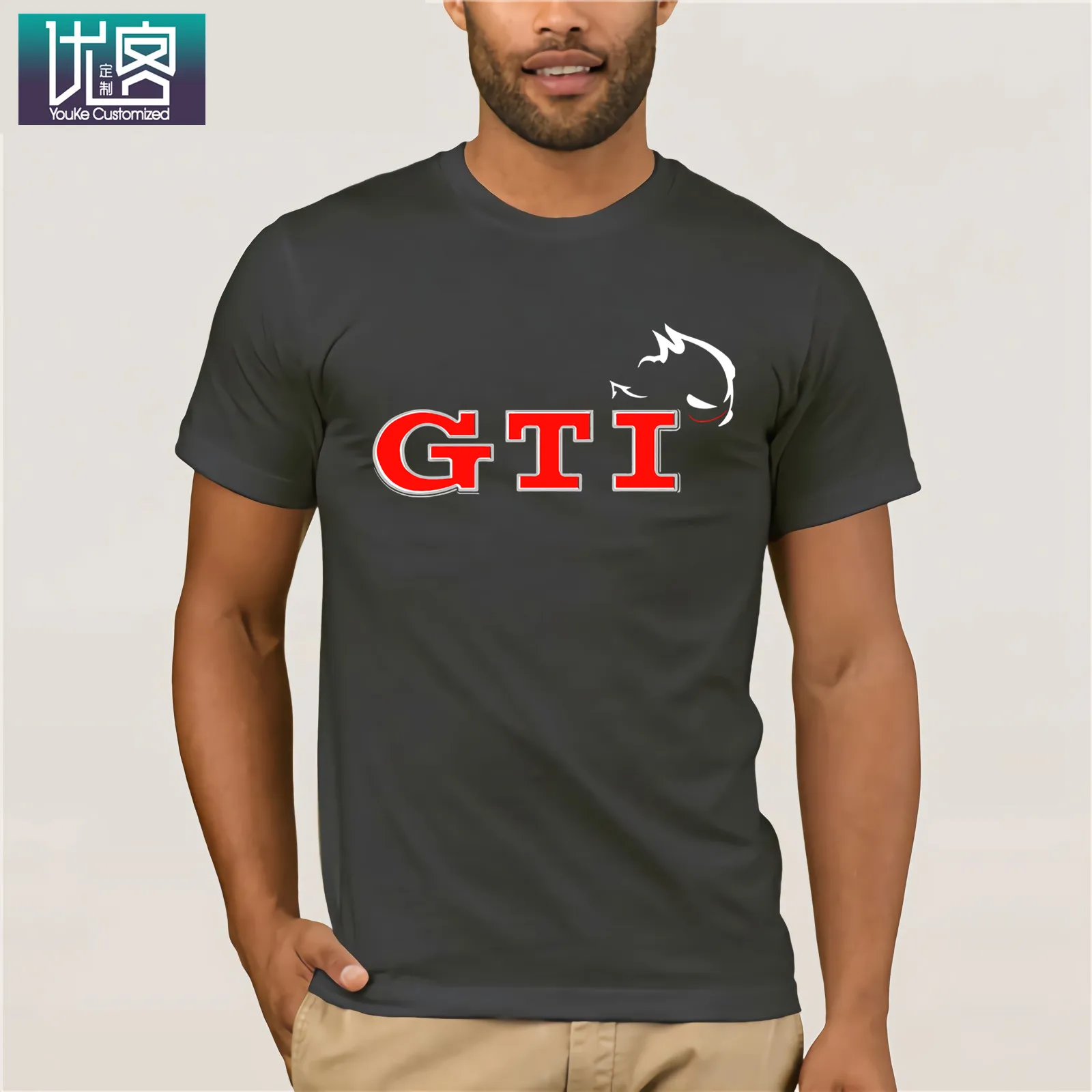 Gti/футболка; популярная футболка с круглым вырезом; хлопковые футболки; Забавные футболки; хлопковые топы; футболка - Цвет: charcoal gray