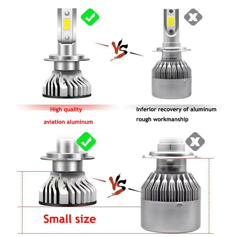 YOTONLIGHT 2 предмета светодиодный h7 светодиодные лампы фар Led H4 H1 H11 H8 H9 9005 Hb3 9006 Hb4 Светодиодная лампа Automovil Автомобильные фары 72 Вт 8000LM 6000K 12V