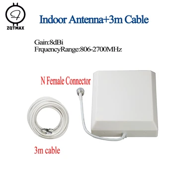 

ZQTMAX 2g 3g 4g Indoor Antenna 8dBi 806-2700mhz with 3m cable for mobile signal booster lte umts cellular amplifier gsm repeater