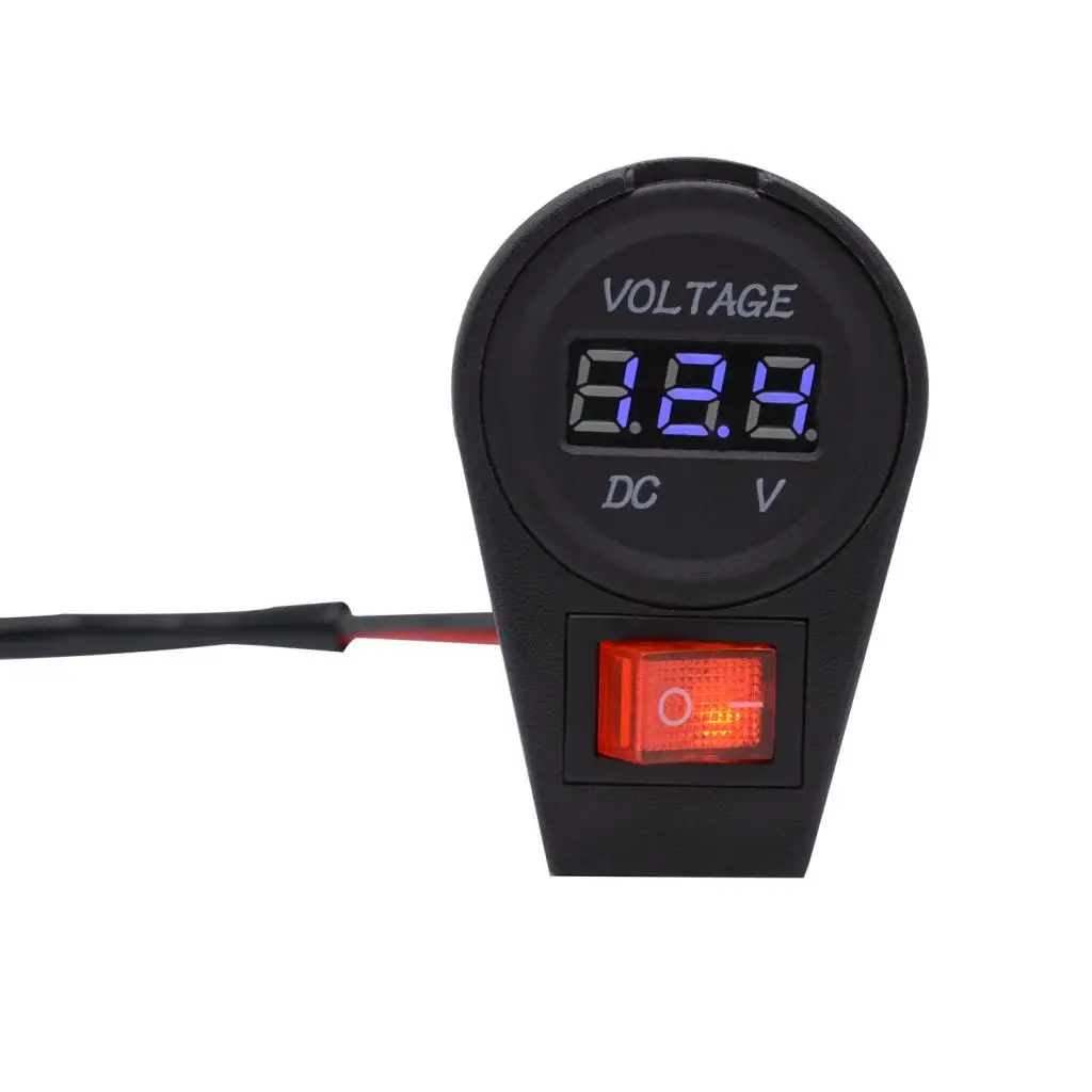Motorbike 12-24V Blue LED Digital Display Voltmeter Volt Gauge With Switch