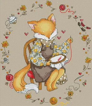 

GG Gold Collection Counted Cross Stitch Kit Cross stitch RS cotton with cross stitch no print friendship Embroidered fox