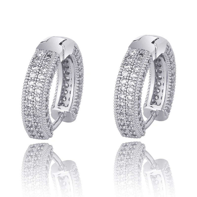 Серьги со льдом крест-граница взрыв Huggie Hoop Bling серьги ювелирные изделия Хип-хоп серьги-кольца в стиле панк для мужчин и женщин ювелирные изделия рок - Окраска металла: Silver