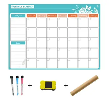 

Magnetic Dry Erase Calendar for Fridge 3 Fine Tip Markers and Large Eraser with Magnets- Monthly Whiteboard for Wall