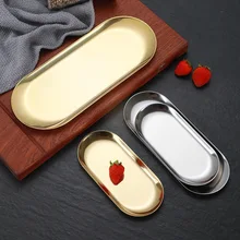 

1Pc Stainless Steel Dining Plate Oval Style S/M/L Vintage Dessert Fruit Cake Tray for Kitchen Tool Barbecue Dessert Dining Plate