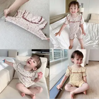

2020 Korea Style Baby Girls 2 PCS Printed Set T-Shirt+Shorts Summer Kids Girls Suits 1-7 Years