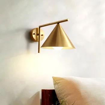 

System Full Copper Wall Lamp Post Modern Bedroom Bedside Stairs Concise Aisle A Living Room Golden Rotating Horn Wall Lamp