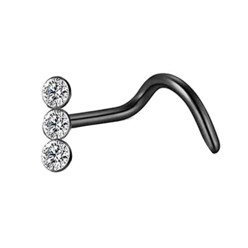 Surgical Steel Crystal Nose Piercing Rings And Studs Nose Stud L Shape Zircon Ring Indian Style 1Pcs