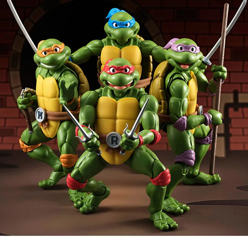 

15CM Creative Cartoon Ninja Classic Turtle Doll Leo Raph Mike Don Movable Model PVC Action Figures Kids Toys Collection