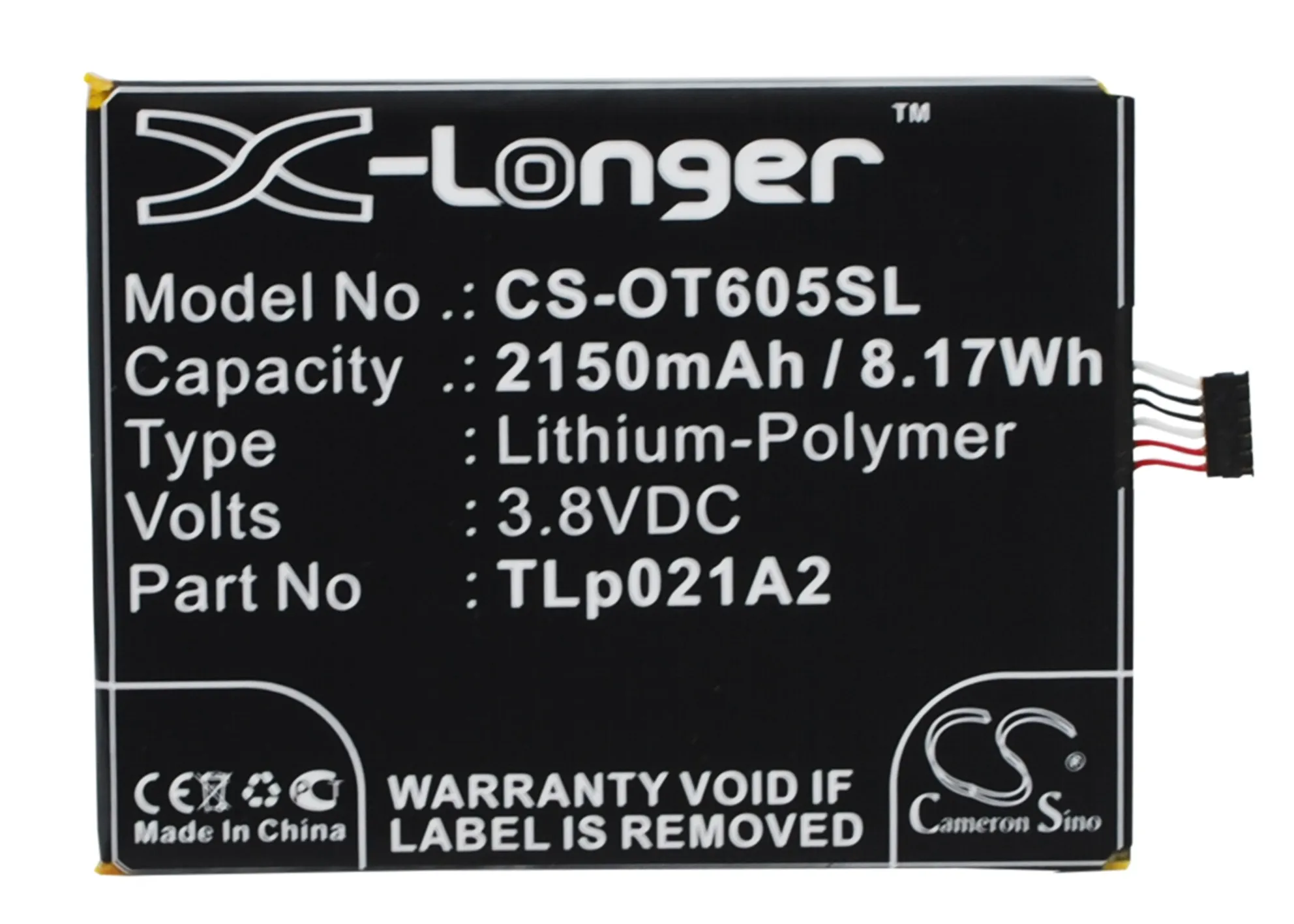 

Newest | Cameron Sino For Alcatel TLp021A2 One Touch Idol 2S,OT-6050,OT-6050Y 2150mAh / 8.17Wh