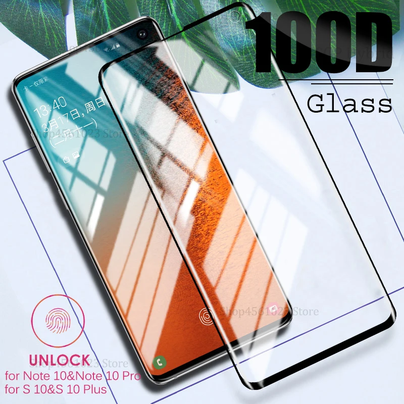 Стекло с полным покрытием 100D для Samsung Galaxy Note10 Note 10 Pro S10 S S9 S8 9 8 Plus e 5G + Защитная