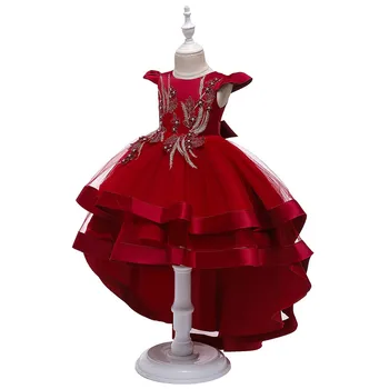 

girls dress 4-12T princess clothing tail show catwalk wedding evening girl dress heavy industry embroidery tutu dresses summer