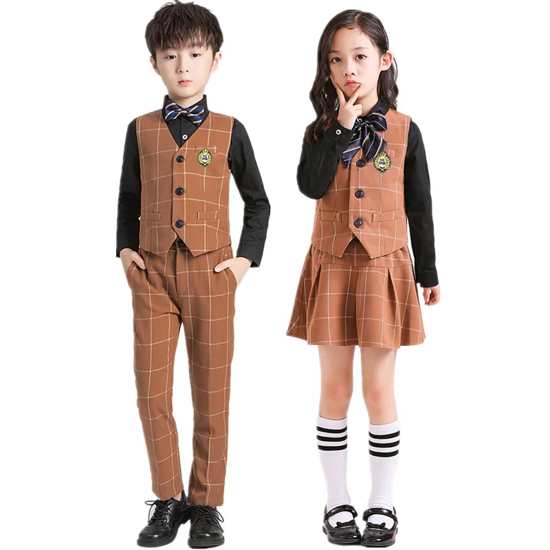 Flower Boys Grils School Uniforms Suit for Weddings Kids Formal Vest