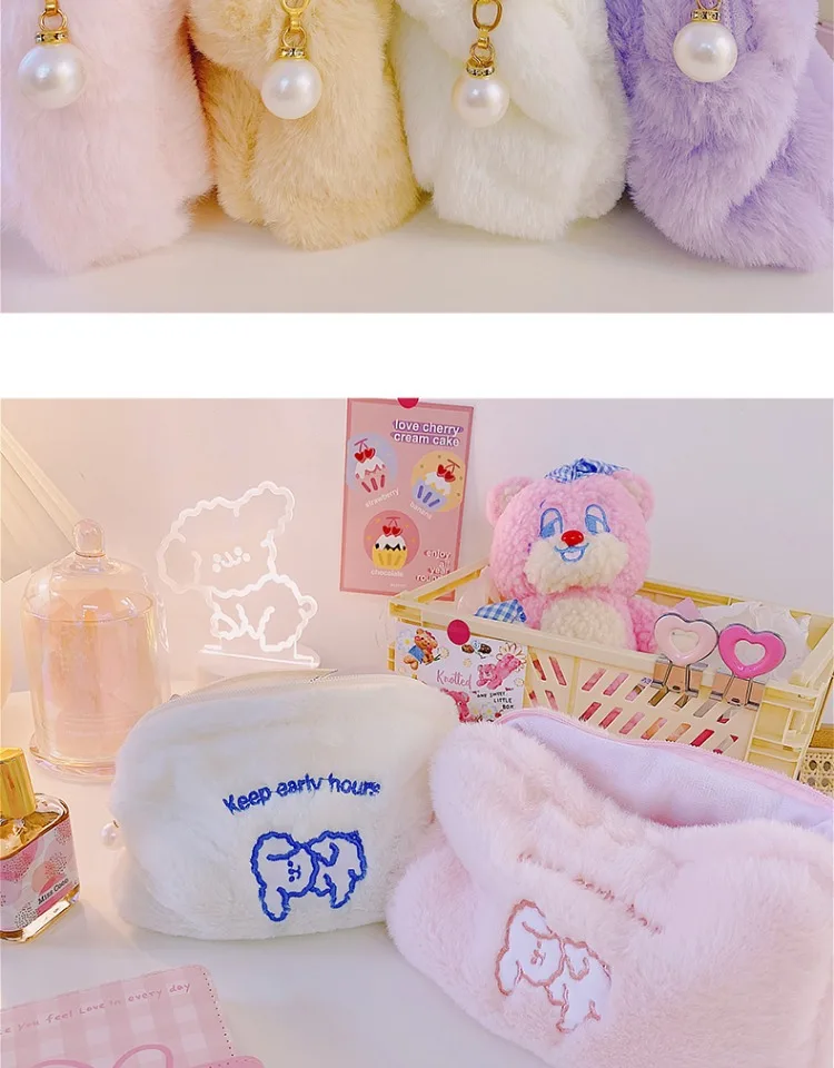 Cute Plush Cloud Pencil Case Girl Cartoon Cosmetic Bag Student Storage Bag Coin Purse Pencil Case Office Pencil Case