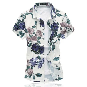 

MODA VELOCE Hawaiian Shirt Men Bird Men Button Up Shirts Casual Men Short Sleeve Shirt Slim
