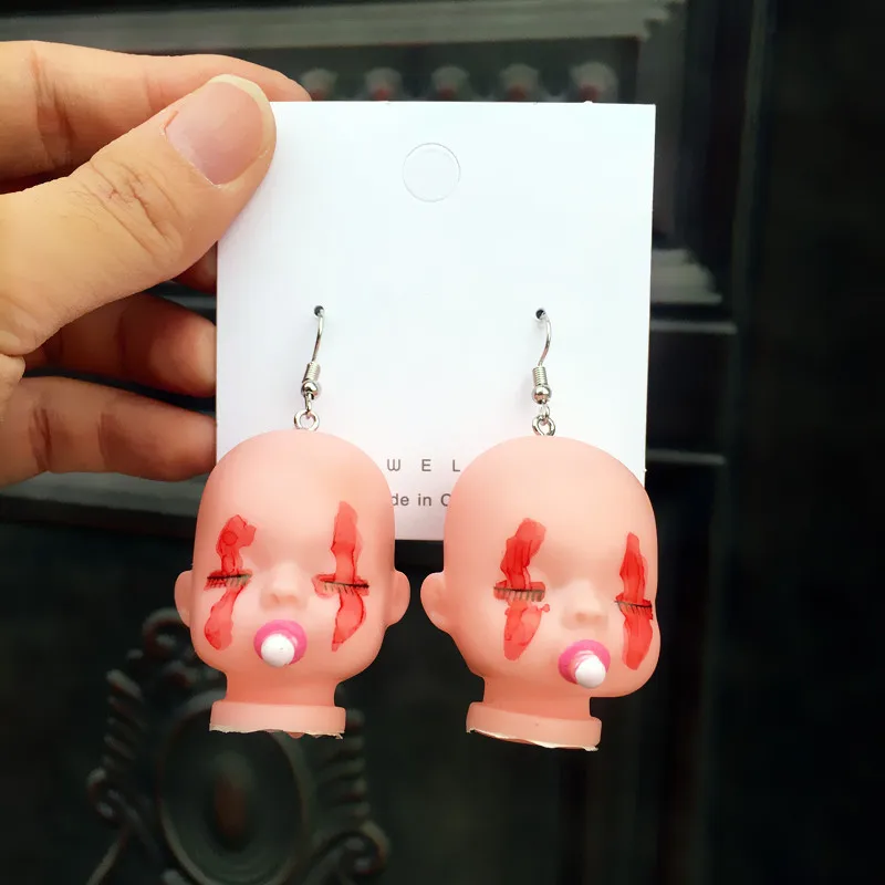 

2020 New Face Earrings Creative Hand Made Funny Cute Doll Head Earrings Trendy Exaggerated Hip Hop Earring Fashion Ear Wholesale
