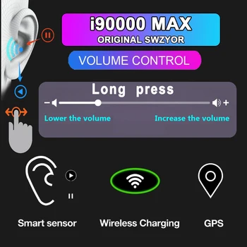 

Original i90000 Max TWS Arie2 In-ear Sensor Wireless Earphone 8D Super Bass Bluetooth 5.0 Earbuds i90000 Pro pk h1 Chip i9000tws