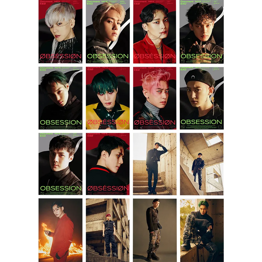 16 шт./компл. Kpop EXO OBSESSION lomo card альбом Фотокарта K-POP EXO OBSESSION photo lomo card периферийные Новые поступления