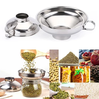 

1Pc Cup Funnel Jar Stainless Steel Filter Kitchen Wide Mouth Canning Useful Durable Filling Filter Kitchen Cooking Tools