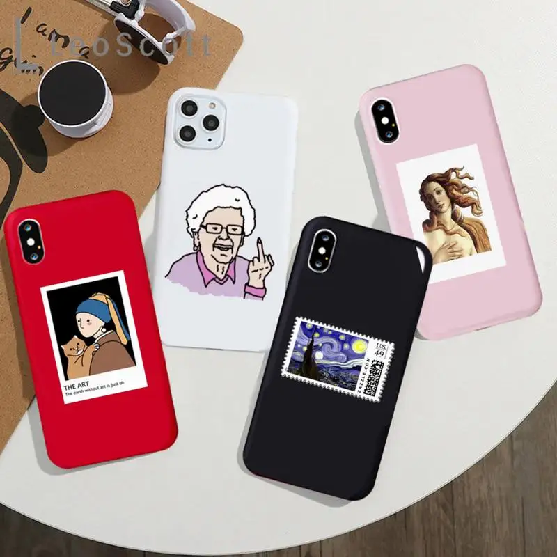 

Funny art illustration painting Phone Case Candy Color Phone Case for iPhone 11 12 mini pro XS MAX 8 7 6 6S Plus X 5S SE 2020 XR