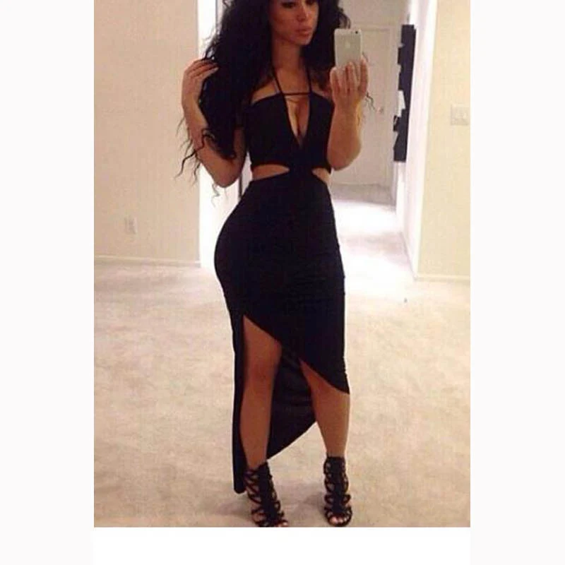 Black-Sexy-Bold-Maxi-Dress-Asymmetrical-Hem-Dress-Solid-Color-Bodycon-Summer-Style-Fashion-Club-Dresses