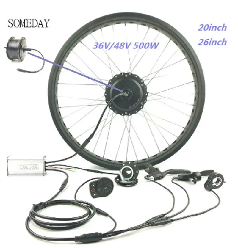 

Waterproof 36V 48V 500W fat /snow ebike electric bicycle conversion kit 20inch 26inch wheel front hub motor LED900S display