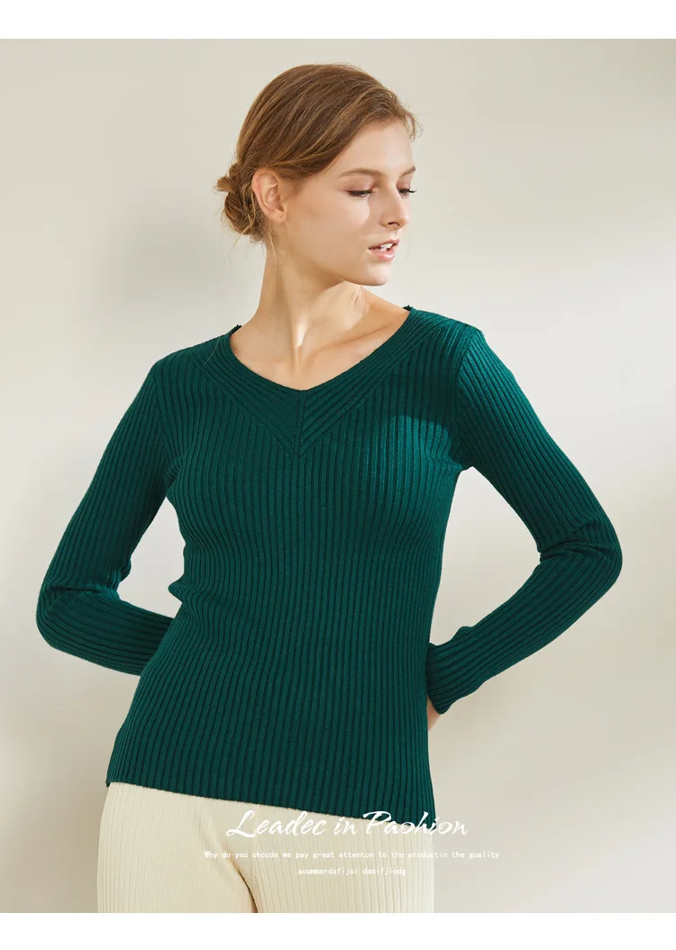 green Fdfklak, Осень-зима, женский свитер с круглым вырезом, ropa mujer, длинный рукав, Pull Femme Nouveaute, вязаный Топ, тонкий свитер, Damskie - Цвет: green