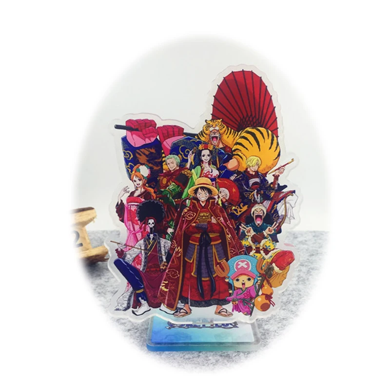 

Japanese Anime One Piece Acrylic Figure Cosplay Luffy Zoro Sanji Nami Printed Red Shirt Stand Model Toys Kawaii Accessories Gift