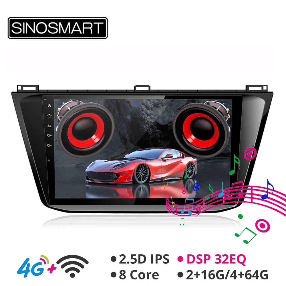 

Sinosmart Android 8.1 Car GPS Navigation Radio for Volkswagen Tiguan 2017-2019 GPS Navigation Radio 2din 2.5D IPS/QLED Screen