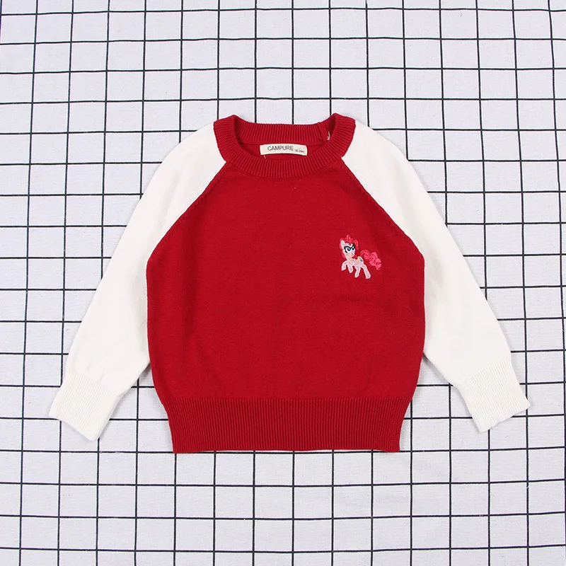 

2018 Korean-style New Style Childrenswear Pure Cotton My Little Knitted Contrast Color Pure Cotton Men And Women Children Sweate