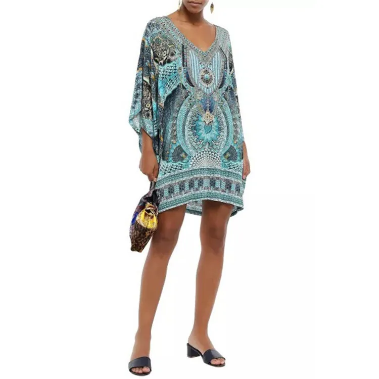 S-3XL Big Size Boho Dress Female Vintage Print Tops Long Sleeve Retro Loose Women Short Beach Dresses 2020 Autumn Fashion