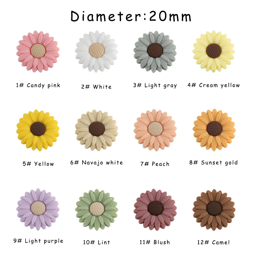 Sunrony 10pcs New Flower Silicone Beads For Jewelry Making Safety BPA Free DIY Pacifier Chain Accessories Beads For Jewelry DIY