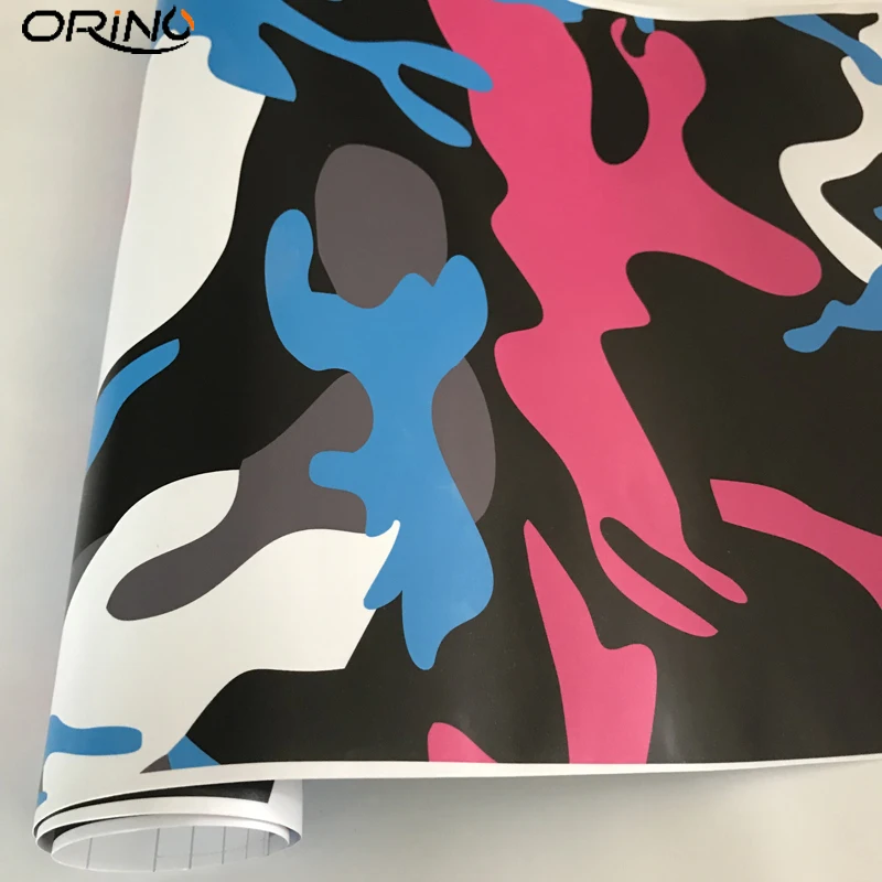 Rose Red Black Blue Camo Vinyl Wrap Sticker-3
