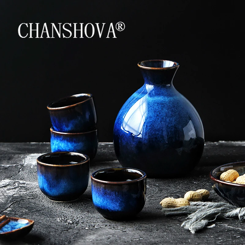 CHANSHOVA синего цвета глазурованная керамика набор из 5 предметов бокалы для вина