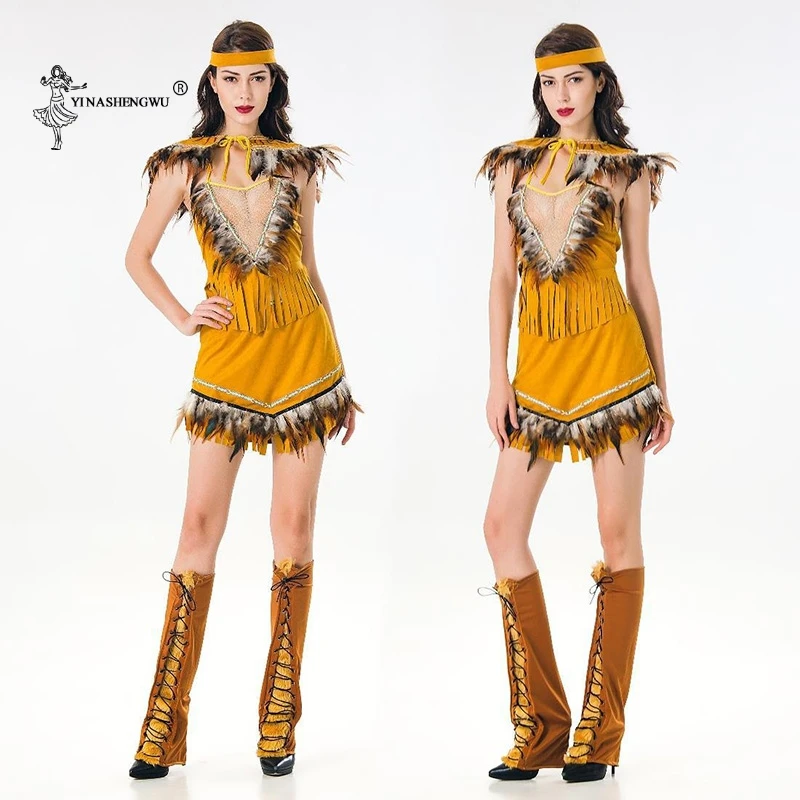 Women lehenga choli Sexy Halloween Cosplay costume Indian Tribal Dance Dress Indians Princess Tassel Indian dress 5-piece set