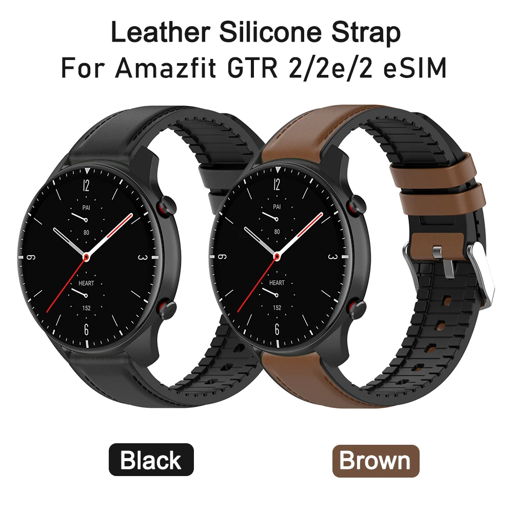

Leather Silicone Band for Amazfit GTR 2 eSIM 2e Wrist Strap For Xiaomi Amazfit GTR Replacement Bracelet Belt Watch Accessories