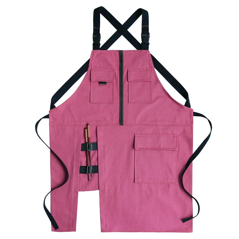 

Solid Canvas Pocket Baking Accessories Adult Bib Master Apron For Kitchen Accessories Women Kitchen Apron For Hairdresser 46476