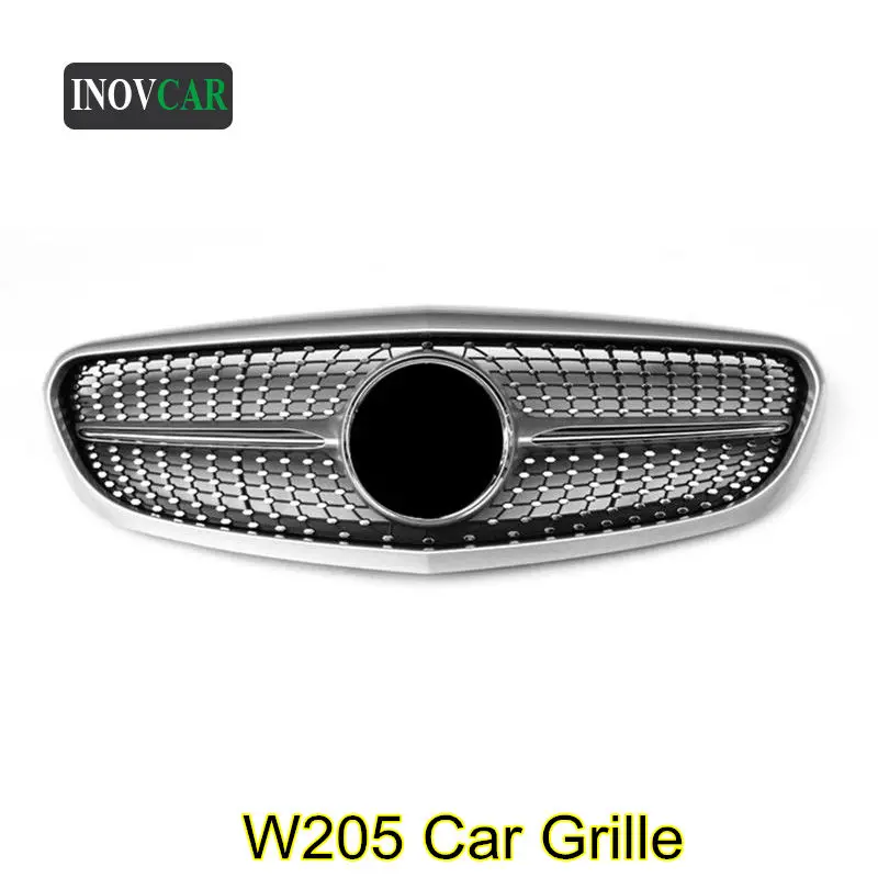 

Front Diamond Style Grille Grill For BENZ C Class W205 C160 C180 C200 2015-2018 Silver Front Upper Grille Car Accessories