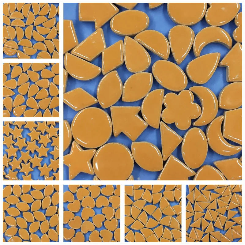 

10PC Orange Yellow Leaf Oval Mosaic Tiles Ceramic Wall Decoration Mosaic Making DIY Hobbies and Crafts Materials Irregular Shape