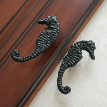 

Black Seahorse Kids Drawer Knobs Aluminum Alloy Door Pull Handles Child's Work table Knob Cabinet Wardrobe Knob Hardware