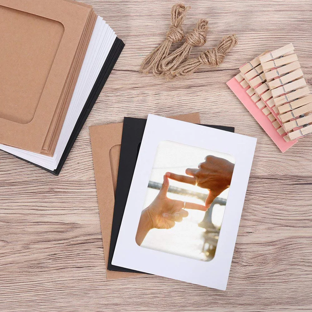 10pcs Photo Frame For Picture Wooden Photo Frame Clip Paper Picture Holder Wedding Wall Decor DIY Photo Wall Hanging Paper Frame