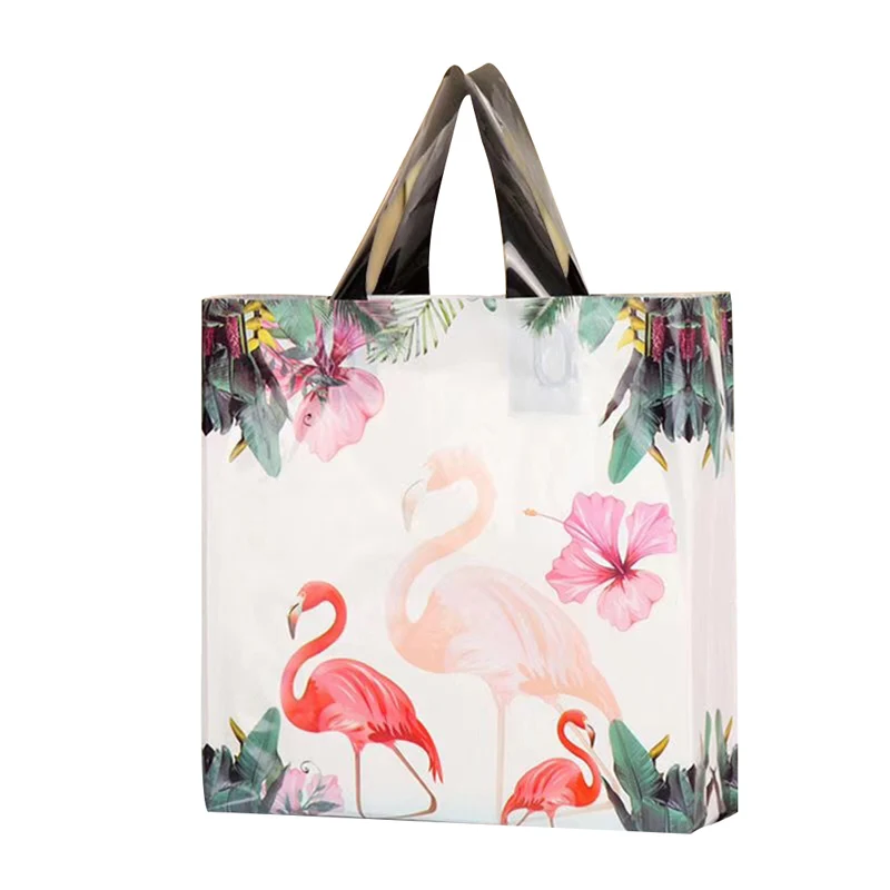 Elegant Flamingo 50 шт./лот красочные пластиковые хозяйственные сумки с ручкой бутик одежды подарочная упаковка мешок пластиковые сумки - Цвет: Elegant Flamingo