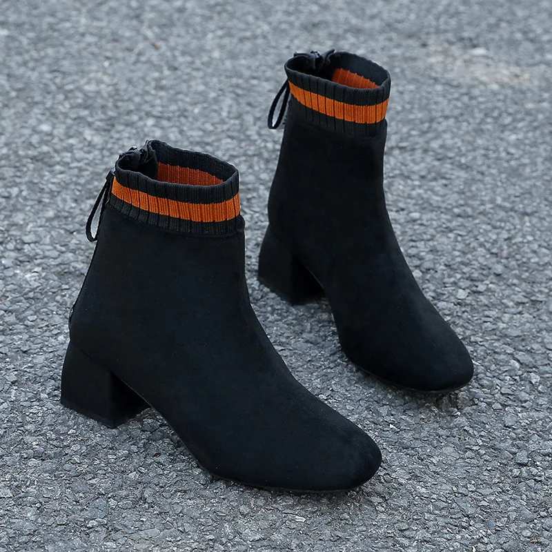 ORVAB/Новинка года; модные повседневные женские Ботинки martin; удобные женские ботинки из дышащего материала на шнуровке; женская обувь на толстой подошве