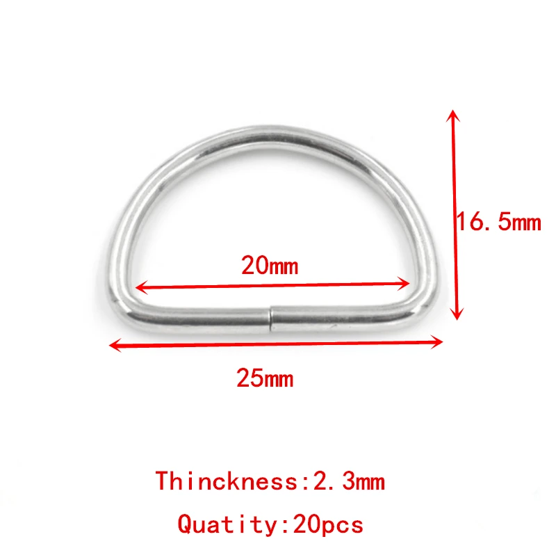 20mm X 20pcs 1, 10 штук в упаковке/13/16/20/25/33/38,5/53 мм полукруглый кольцо в виде буквы D брелок круглый брелок подходящая фурнитура, самодельный брелок Кольца Аксессуары - Цвет: 20mm X 20pcs